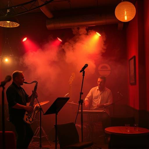 Un groupe de musiciens jouant du jazz dans un club enfumé
