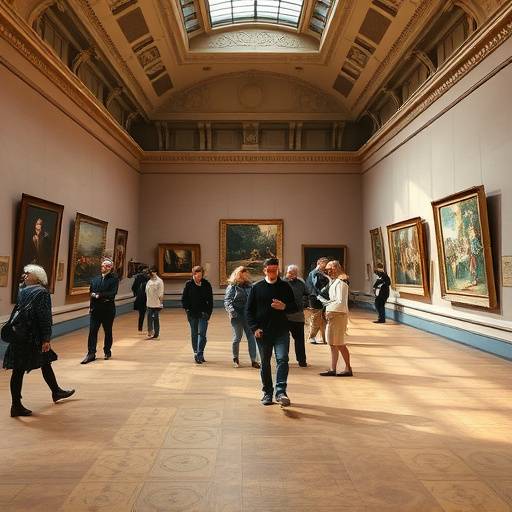 Vue intérieure du Musée d'Orsay avec des visiteurs admirant des peintures impressionnistes